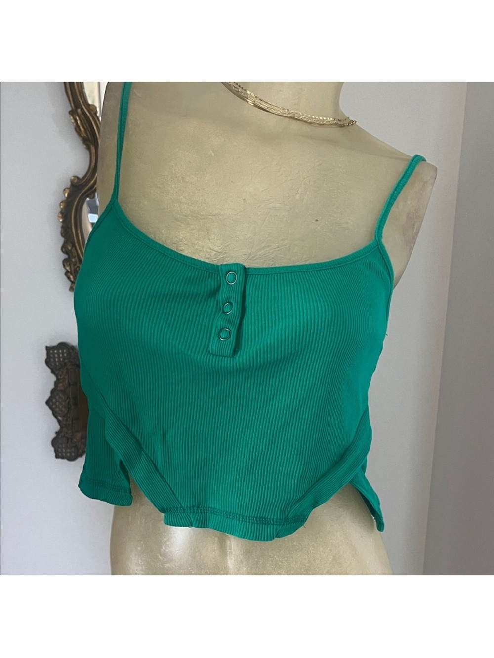 Urban Outfitters Green Ribbed Women's Crop Top
